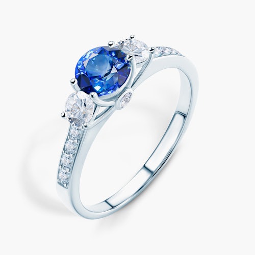 Pierścionek zaręczynowy Dream: białe złoto, niebieski szafir